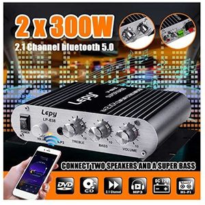 Audioversterker, Upgrade 600W Bluetooth vermogensversterker 2.1 Kanaals Hi-Fi Stereo-luidsprekers versterker Audio Geluid Home Theatre versterker Super Bass(Adapter)