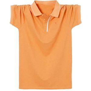 Heren Zomer Borduurwerk Polo's Shirts Heren Casual Korte Mouw Shirts Mannelijke Kleding T- Shirt Tops, Oranje, S