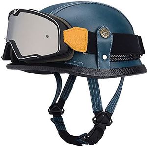 Motorhelm, ECE-certificering Vintage stijl Geschikt for mannen en vrouwen Cruiser Scooter Touring Helm E,XXXL = 63-65CM(H,XXXL=6365CM)