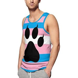 Transgender Furry Pride Flag mannen spier tank tops print mouwloze t-shirts workout fitness t-shirt ondershirts XL
