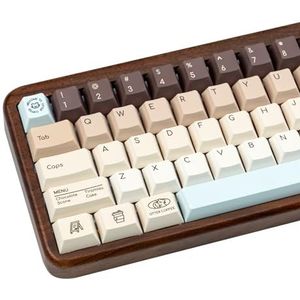 JOLINTAL 130 toetsen, retro minimalistische keycaps, PBT Cherry-profiel, Custom, 5 pagina's, Dye Sublimatie, crème, bruin en wit, keycapset voor Cherry MX-schakelaars, ANSI-lay-out, mechanisch