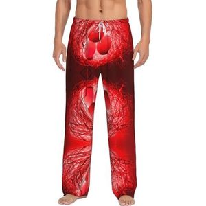 Dexnel Rode eieren zachte pyjamabroek voor mannen,Klassieke slaapbroek comfortabel, polyester pyjamabroek met zakken, Wit, S
