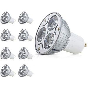 GU10 LED-lampen spaarlamp 3W vervanging voor halogeenlampen 3000K warm wit 220 LM AC 85-265V (Pack van 8)