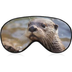 Otter Spelen in het water, slaapmasker, zacht, comfortabel oogmasker met verstelbare riem, oogschaduw, voor mannen en vrouwen, werk, reizen