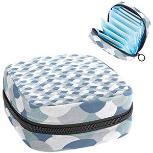 Periode Pouch Draagbare Tampon Opbergtas,Tampon Houder voor Portemonnee Vrouwelijke Product Organizer,Blauwe Zeemeermin Staart Schaal Patroon-01, Meerkleurig, 4.7x6.6x6.6 in/12x17x17 cm