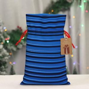 DEHIWI Blauw Golfkarton Wall Art Kerst Trekkoord Zakken Jute Gift Zakken W/Tag Candy Goody Treat Zakken Gift Verpakking Zakken Voor Xmas Party Gunsten