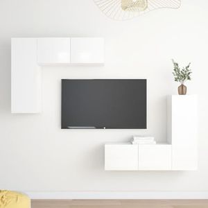 CBLDF Meubels-sets-4-delige tv-kast set hoogglans wit ontworpen hout