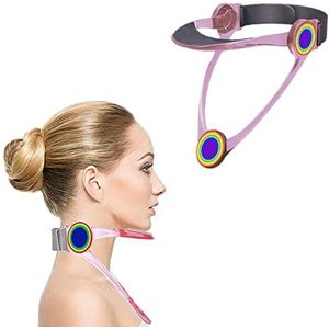Nekbrace, verstelbare cervicale kraagondersteuning en rughoudingcorrectortractie, cervicale nektractieapparaat, lichtgewicht draagbaar (volwassen roze)