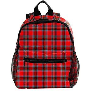 Geruite Rood Groen Schots Patroon Leuke Mode Mini Rugzak Pack Bag, Meerkleurig, 25.4x10x30 CM/10x4x12 in, Rugzak Rugzakken