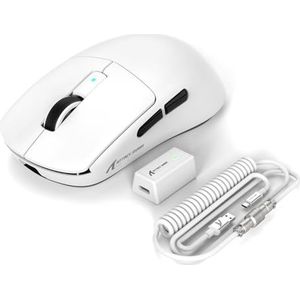 EWEADN x ATTACK SHARK R6 LIGHTSPEED Wireless Gaming Mouse, 39G Ultralicht Ontwerp, HyperSpeed met 8K Hz, PAW3950-sensor, Nordic52840, 42K DPI voor e-Sports-game, Tri-mode Programmable Muizen - Wit