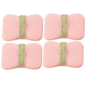 Dubbelzijdige Badschuimzak, 2-in-1 Exfoliërende Zeep, Dubbelzijdige Exfoliërende Mesh-zak Met Handvat, Draagbare, Leuke Zeep, Gezichtsreiniger, Spons(Dark Pink*4)