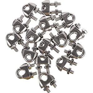 Kabelklemmen, staaldraadklemmen, U-vormige boutklemmenset (16 stuks). Stevige roestvrijstalen klemmen for staaldraadkabels.