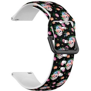 RYANUKA Compatibel met Ticwatch Pro 3 Ultra GPS/Pro 3 GPS/Pro 4G LTE / E2 / S2 (Skull Rose Floral) 22 mm zachte siliconen sportband armband armband, Siliconen, Geen edelsteen