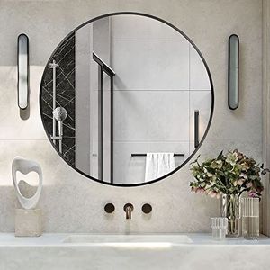 SensaHome - Moderne Design Wandspiegel - Ronde Spiegel - Krasvrij - Zwart - 70 CM