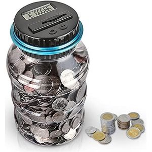 AOZBZ Digitale spaarpot met muntenteller, 1,8 l, elektronische spaarpot met teller voor kinderen en volwassenen, automatische digitale muntbank met automatisch lcd-display