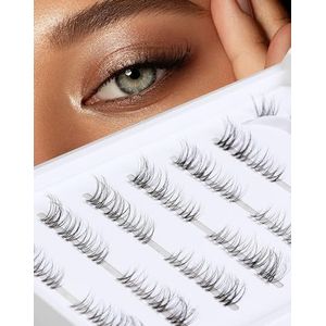 Kattenoogwimperclusters, Wispy D-krul, cluster, wimperextensions, nertsen, volume wimpers, clusters, doe-het-zelf pluizige wimperclusters thuis, natuurlijke individuele wimpers, 7 paar
