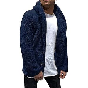 Heren Hoodie Zip Up Sweatshirt, Fleece gevoerde Hooded H Winter Cardigan Jas Warme Jas Top Sherpa Pullover, H, M