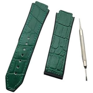LQXHZ 25 Mm * 19 Mm Lederen Rubberen Siliconen Horlogeband Vlindergesp Compatibel Met Hublot-riem (Color : Green, Size : No buckle)