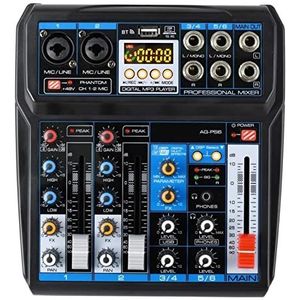 Audiomixer, AG-PS6 Bluetooth Computer Record -geluidskaart USB Record 6 Channel 2 Mono 2 Stereo 16 Digital Effects Audio Mixer Eenvoudig te gebruiken en te bedienen