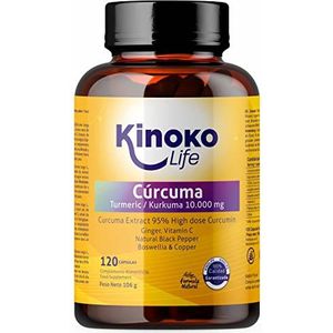 Kurkuma 10000 mg | Pure Curcumine 475mg | 120 capsules | Extract 95% | Gember, Zwarte Peper (Piperine), Boswellia, Vitamine C en Koper | Goed Opneembaar | Gewrichtsontstekingsremmend