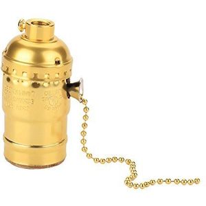 Samfox Lampfitting, E27 Vintage Lampfitting met Pull Chain Lampfitting (Golden)