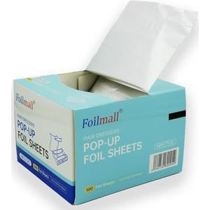 Foilmall Kappers pop-up foliebladen, 500 stuks, zilver, 12 x 27,3 cm x 15 mic, professionele haarkleuring, 100% reliëf, highlight-folievellen.