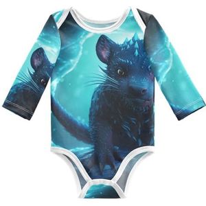 KAAVIYO Blauwe coole Tasmaanse babybody met lange mouwen, katoenen bodysuit voor neutrale pasgeborenen, 3-24 maanden, Patroon., 3 Maanden