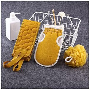 Douche Bad Bladerdeeg 3 stks/set Scrubbing Handdoek Set Verdogen Modder Scrubbing en Decontamination Bath Ball Back Scrubber Brush Exfoliating for Unisex Bad Bal (Size : Yellow)