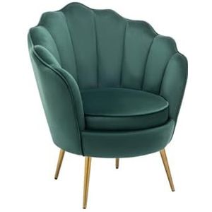 Vente-unique - Schelpvormige fauteuil van groen velours LALEA