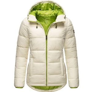 MARIKOO Leandraa lichte winterjas voor dames, gewatteerde jas met capuchon, maat 34-48, off-white, 38
