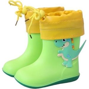 Regenschoenen for jongens en meisjes, regenlaarzen, waterdichte schoenen, antislip regenlaarzen(Color:Green velvet,Size:Size 14/14cm)