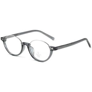 moomoobird Kleine ovale bril anti-blauw licht half metaal TR90 ronde retro glazen montuur vrouwen mannen, Grijs Met Helder