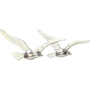 Wand - Decoratie - Vogels - Zilver - 35 cm