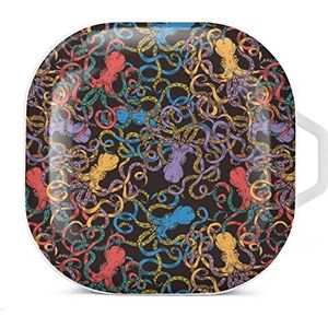 Sea Life Octopus Oordopjes Hoesje Compatibel met Samsung Hard Shell Beschermhoes Wit-Stijl