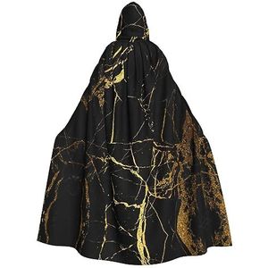 YQxwJL Zwart goud marmeren print capuchon lange lengte cape, unisex capuchon Halloween kerst mantel kostuums partij cape