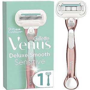 Gillette Venus Deluxe Smooth Sensitive RoseGold-scheersysteem Voor Vrouwen- 1 Handvat, 1 Navulmesje, 5 Diamantachtige Mesjes Met Beschermlaag