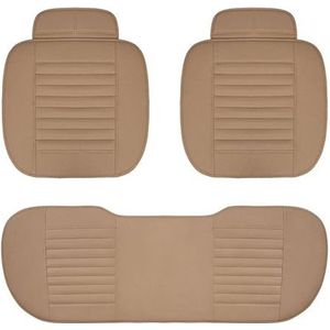 Beschermhoes Autostoel Aangepaste Lederen Autostoelhoesbeschermer 5-zits Universele Maat Kussenmat Mat Interieur Autoaccessoires(Beige 5 Seat)
