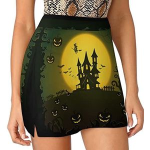 Scary House Halloween dames skorts hoge taille tennisrok gelaagde korte minirok culottes korts met zakken S