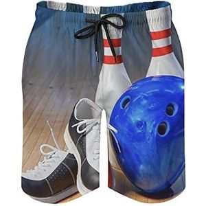 Bowling Schoen Print Heren Zwembroek Gedrukt Board Shorts Strandshorts Badmode Badpakken met Zakken 2XL