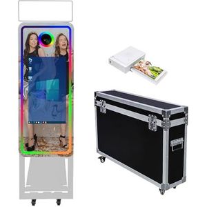 Magic Mirror Fotocabine 10,5 cm, Flight Case Verpakking, Draagbare 55,9 cm (22 inch) Touch Screen Spiegel Cabine Machine voor Bruiloften Feesten Evenementen (Witte Machine, 40""/22""/22"" Touchscreen +