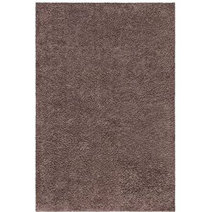 carpet city Shaggy hoogpolig tapijt - 200x200 cm vierkant - bruin - langpolig woonkamertapijt - effen modern - pluizige zachte tapijten slaapkamer decoratie