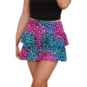 Hamishkane Dames RARA Rok Zebra Luipaard Gedrukt Franje Gelaagde Party Dance Club Wear Mini Rok, Multi luipaard, 34-36