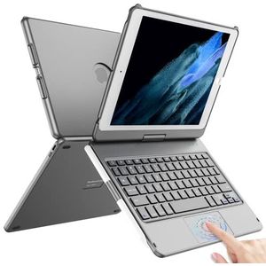 TQQ Touchpad Toetsenbord Case voor iPad 10.2 9e/8e/7e Gen, Toetsenbord Case voor iPad 9e Generatie/8e/7e Gen-360° Draaibare Beschermhoes met Potlood Houder (Grijs)
