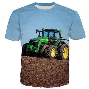 3D Grafische Print Shirts for Heren Vrouwen, Grappige 3D Print Tractor Patroon T-shirt Korte Mouw Tee Casual Streetwear Tops (Color : 5, Size : S)