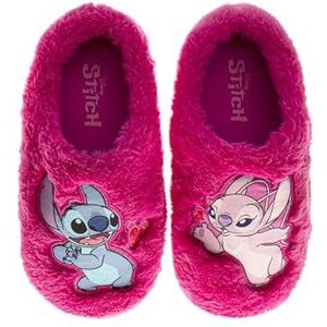 Disney Lilo and Stitch Pantoffels voor dames, pluche, donzig, cadeaus voor meisjes, huispantoffels (maat 5-10, dames), Fuchsia, 5-6