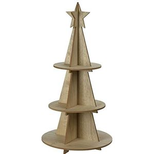 XXL houten kerstboom etagère met ster kant - 60 x 29 cm - kerstdecoratie piramide met 3 etages - Kerstmis advent winter decoratie om zelf te versieren