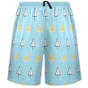 LI ZHI XIN Herenpyjamabroek, korte pyjamabroek, zomer casual shorts, elastische tailleband met trekkoord, rechte losse pasvorm met 2 zakken, S-XXL kerstboompatroon, Meerkleurig, S