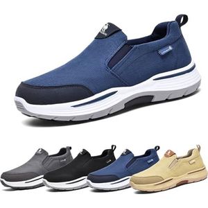 Casual schoenen voor heren, instapschoenen met voetboogondersteuning, outdoor wandelschoenen voor heren, comfortabele en ademende schoenen, reisschoenen(Blue,47 EU)