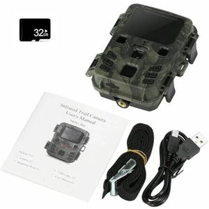 Outdoor Mini Trail Camera 4K HD 24MP 1080P Infrarood Nachtzicht Bewegingsgeactiveerde Jachtval Game IP66 Waterdichte Wildlife Cam Nauwkeurige Opname Heldere Beelden(With 32G SD card)