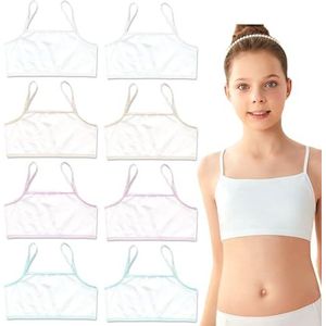TUONYIS 8 stuks meisjes ondergoed meisjes sportbeha sporttrainingsbeha voor meisjes trainingsbeha bustier meisjes bustier beha voor 8-12, Meerkleurig, One size